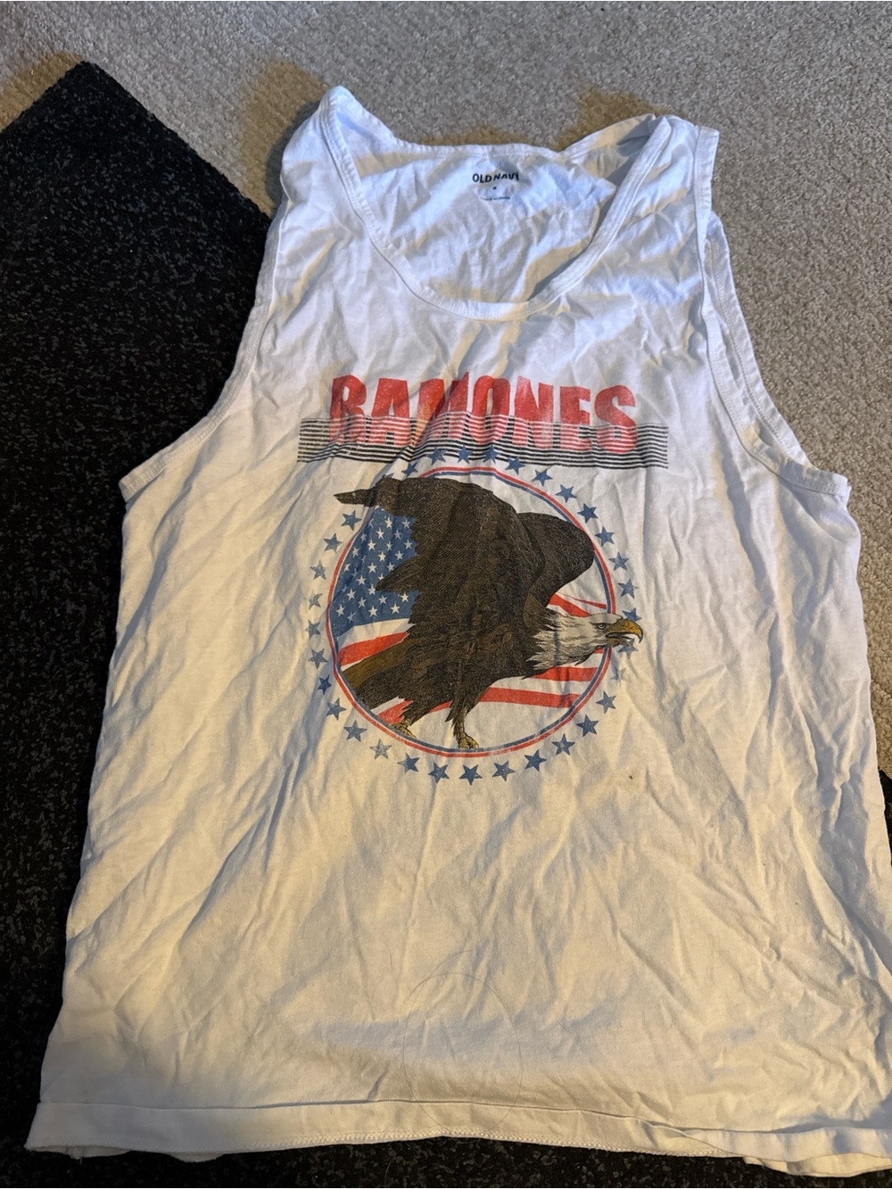 Old Navy White Tank with Red Ramones Graphic and American Eagle